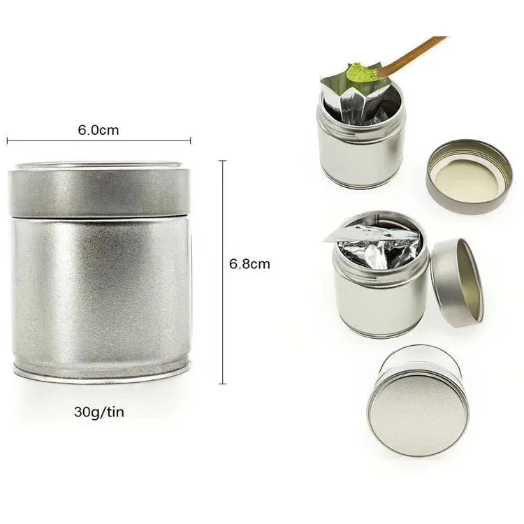 Organic Japanese Food Grade Matcha Powder Can Custom Packaging Power Iron Steel Matcha Tin Can