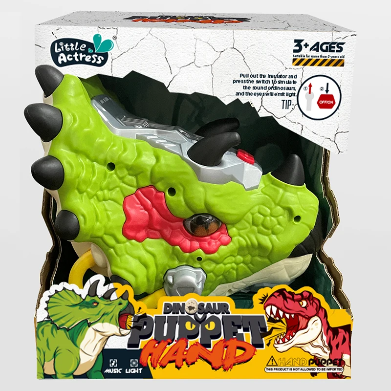 Triceratops Children Light Sound Simulation Dino toy Kids Dinosaur Hand Puppet role playing interactive game animal model