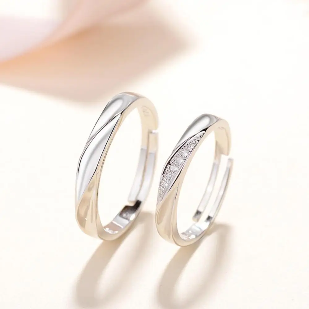 New Fashion Simple Rings 925 Silver Love Couple Rings For Trendy Couple Jewelry 2024 Wholesale