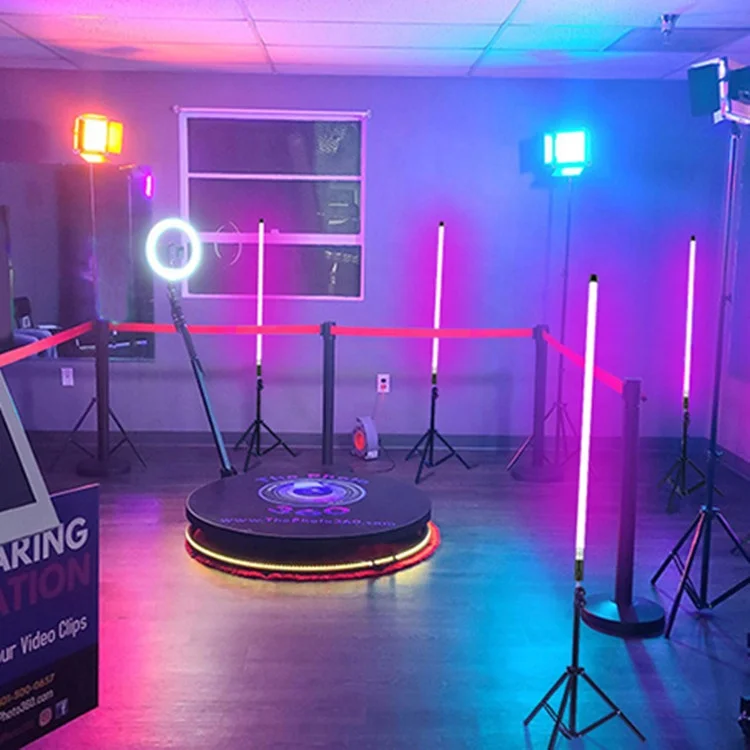 wholesale Led Video Photobooth 360 booth lights wireless Portable RGB 360 Photo Booth tripod Stand with Light