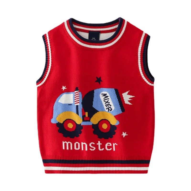 Custom OEM & ODM kids sweater vest cotton baby knitwear pullover knit vest winter Toddler baby boys sweater vest