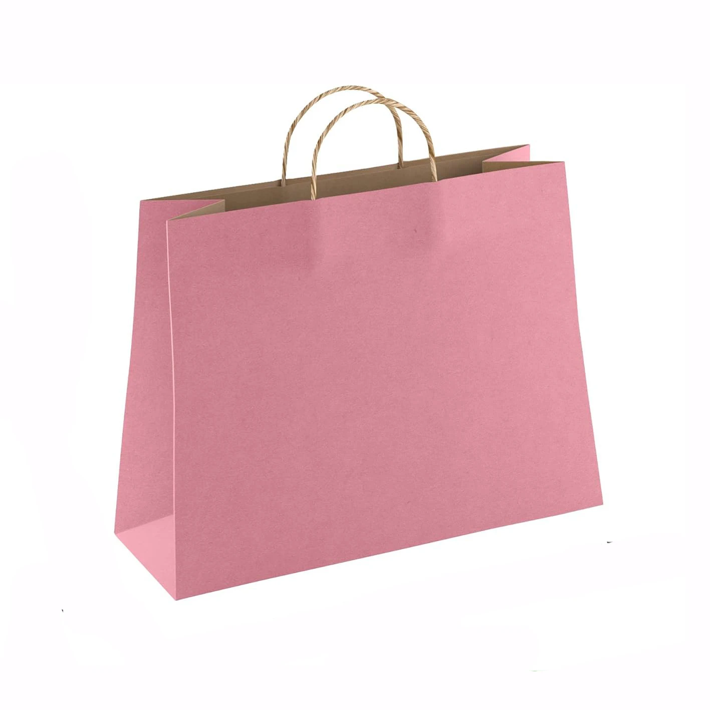 Pink customized size logo Cheap Printed clothing Grocery store shopping High Quality Kraft paper bag Commodity bag