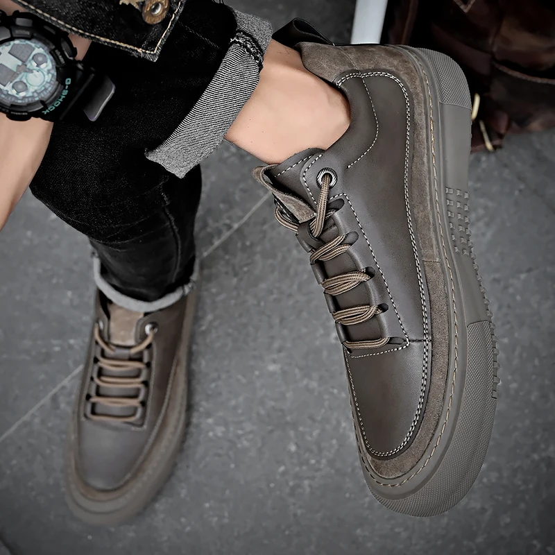 Casual Sneakers Leather Handmade Men Shoes Sneakers Fashion Trend Men Shoes Sneakers Breathable New Loafers Shoes