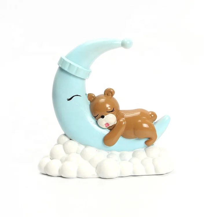 
New Happy Birthday Party Cake Topper Cute Cake Topper Resin Polymer Clay Moon Cloud Little Bear Cake Toppers 