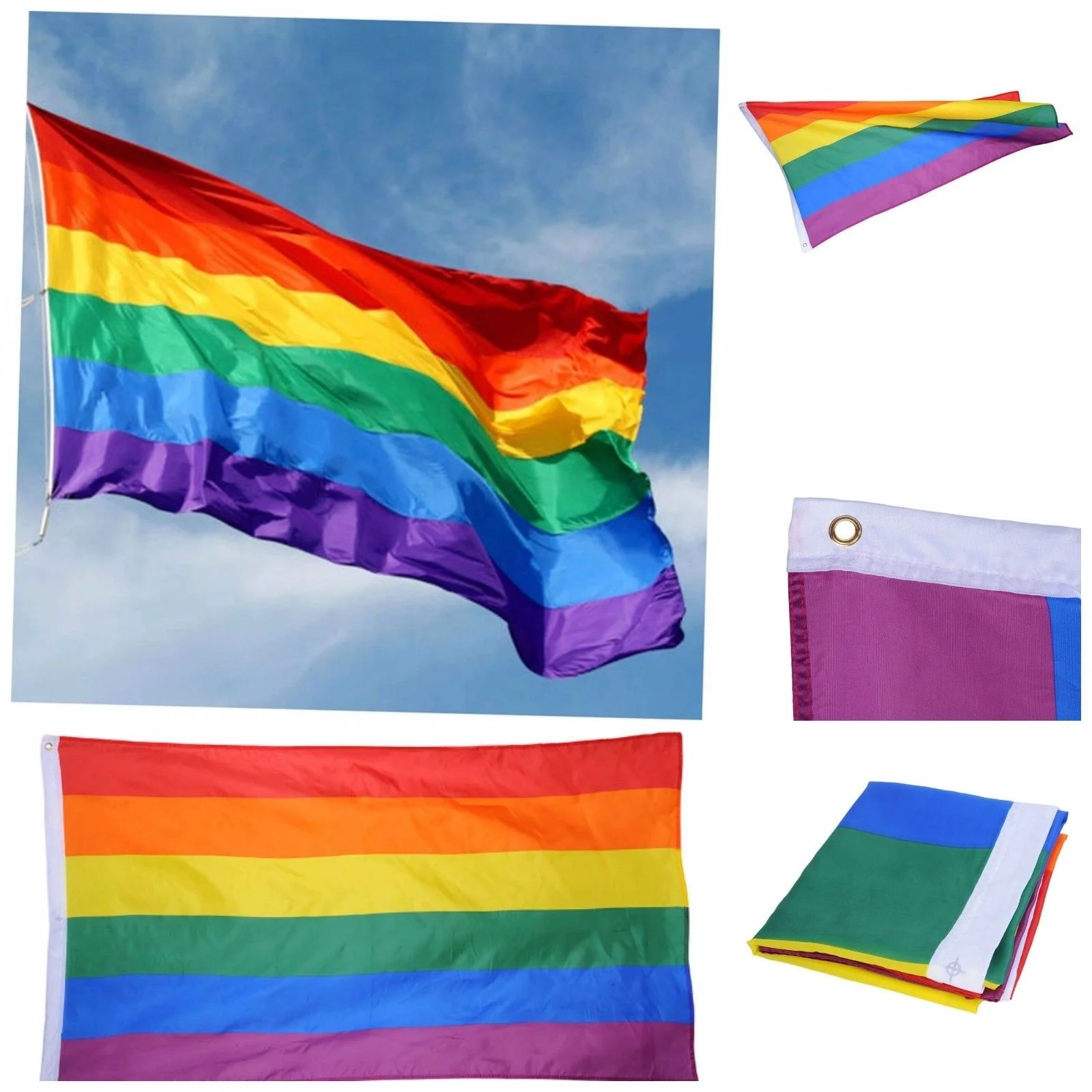 LGBT New Pride Flag 3ft x 5ft Printed Polyester Progress Pride Flag