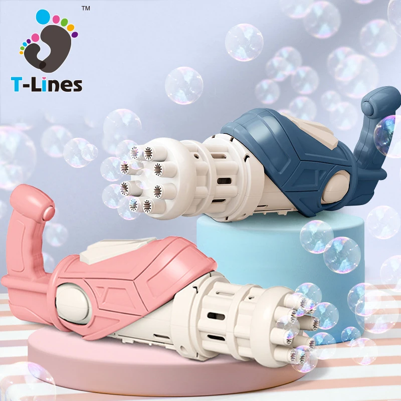 Hot Selling Outdoor Summer 8-Hole Gatling Bubble Gun Multi-color Automatic Electric Bubbles For Kids