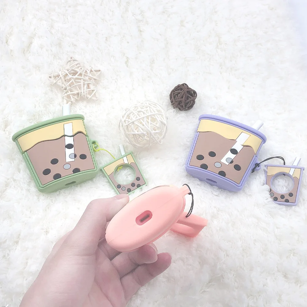 Для AirPods Pro Чехол с милым мультипликационным принтом из мягкой молочной ткани Bubble Tea/бутылка для напитков наушники защитный чехол Apple Airpods