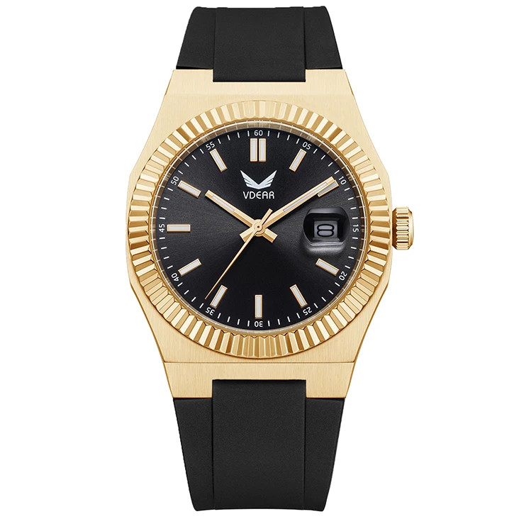 Силиконовый ремешок простой мужской Кварцевый Водонепроницаемый календарь Золотой роскошный 40 мм чехол для часов из нержавеющей стали лучшее качество часы мужчин