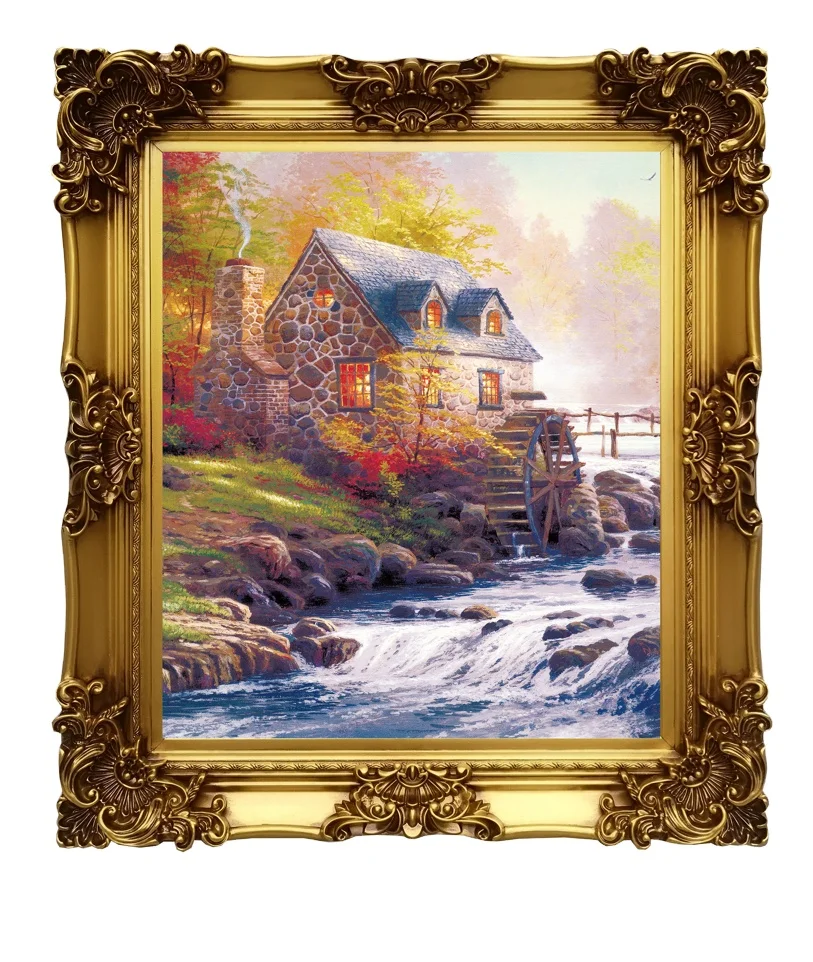 Wholesale Classical Golden Wooden Gold Leaf Ornate Antique Baroque Picture Frame UV and Silk Screen Printing Options