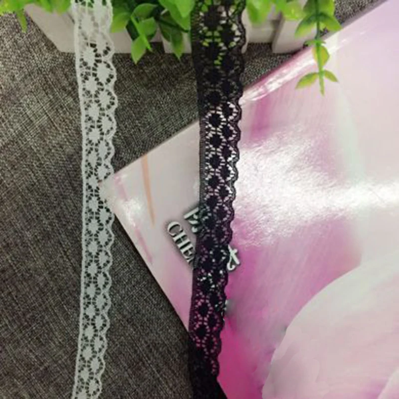 Top Quality Milk Silk Mesh Polyester Lace Trim 2Cm Width Flower Black White Embroidery Lace Trimming