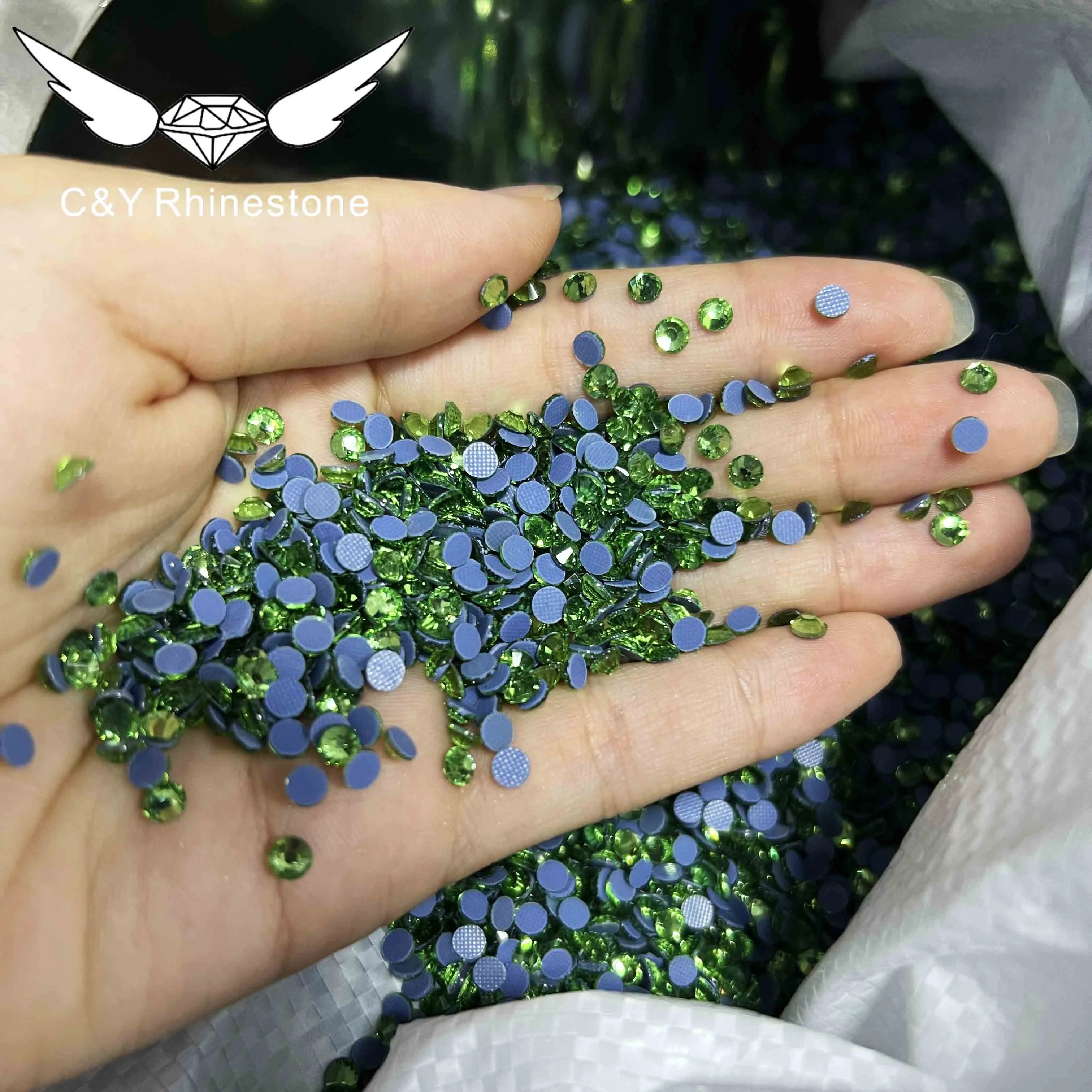 CY Peridot Best Selling 10Ss Bulk Glass Crystals Ss10 Hotfix Rhinestones