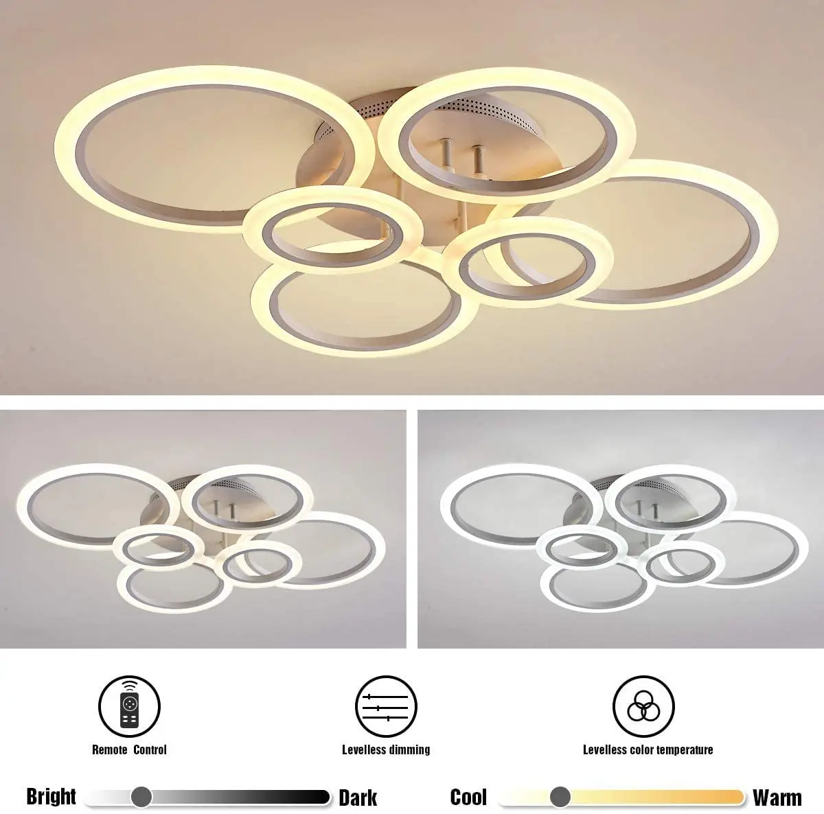 Nice shape 60w 6 rings hotel chandelier modern ceiling light modern hanging Lighting fixture
