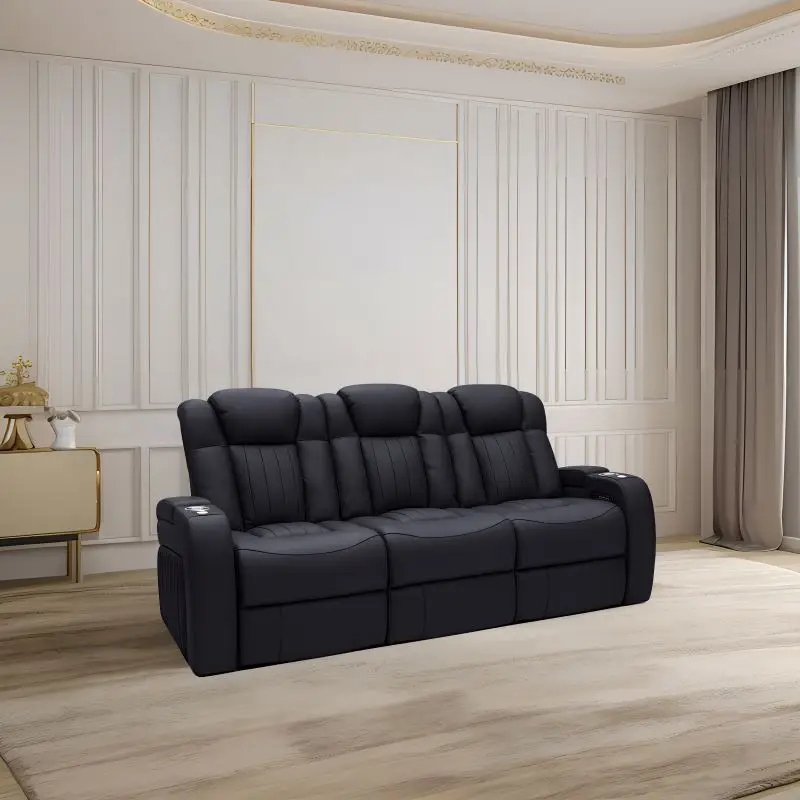Wholesale Project 3 Seat Adjustable USB Charger Leather Recliner Sofa Home Theater Furniture with Blu-etooth for VIP Movie Room