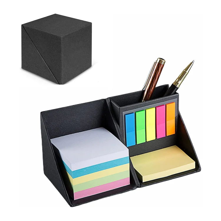 School & office Cube Sticky Custom Logo Printing Eco recycled Sticky Notes Folding Memo Cube with memo pad