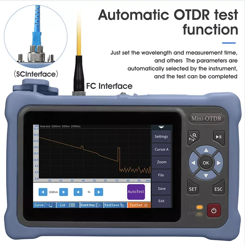 Мини OTDR 1310/1550nm 26/24dB сенсорный экран портативный мульти функции тестера оптиковолоконный тестовый Pon VFL