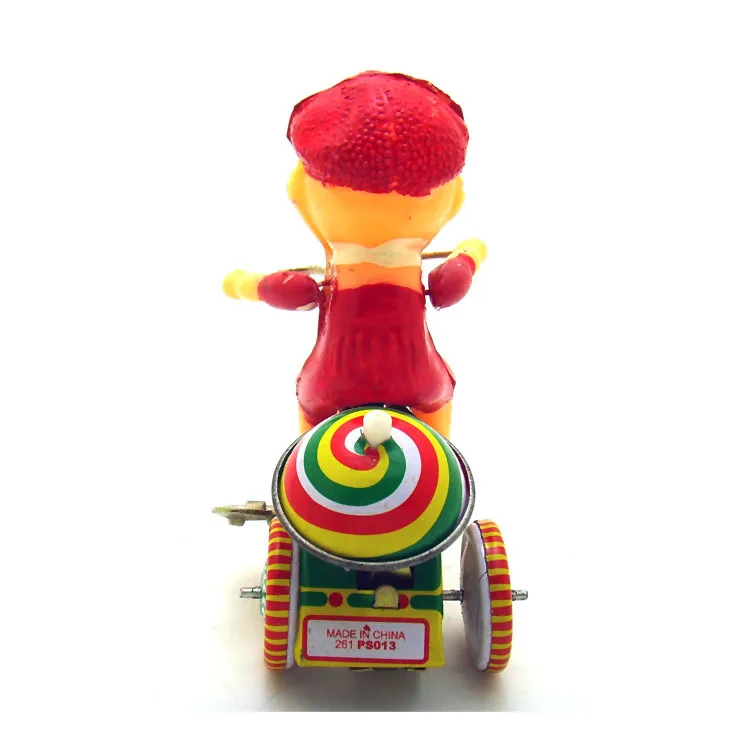 Children Riding Bike Wind Up Tin Toy Gift Room Decoration Baby