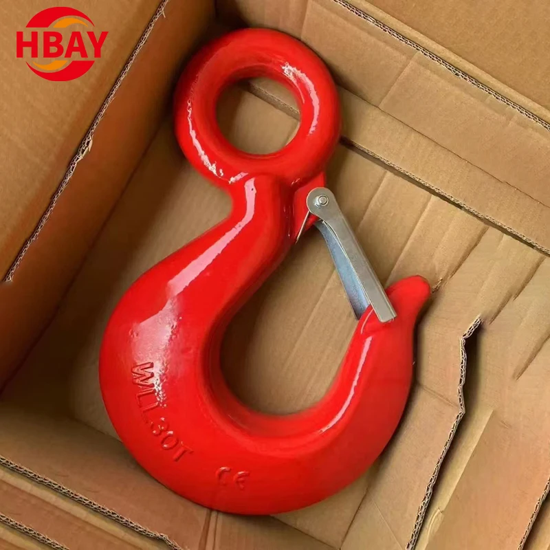 ANYUE Galvanized Forged US Type 320A Lifting Eye Slip Hoist Hook with Safety Latch Industrial Grab Swivel Sling Hook for Cranes