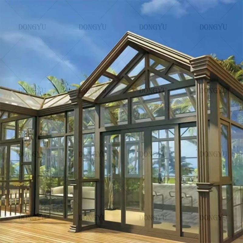Australia standard prebuilt prefabricated retractable  green glass house sunroom for swimming pool