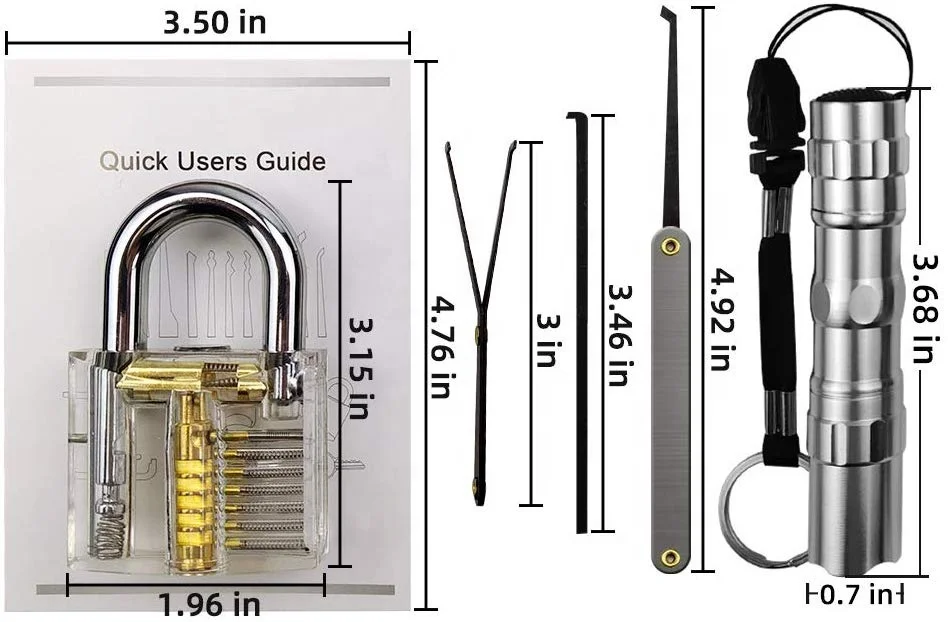 Locksmith Supplies 12 pcs lock pick set With Transparent Practice Lock Picking Tools