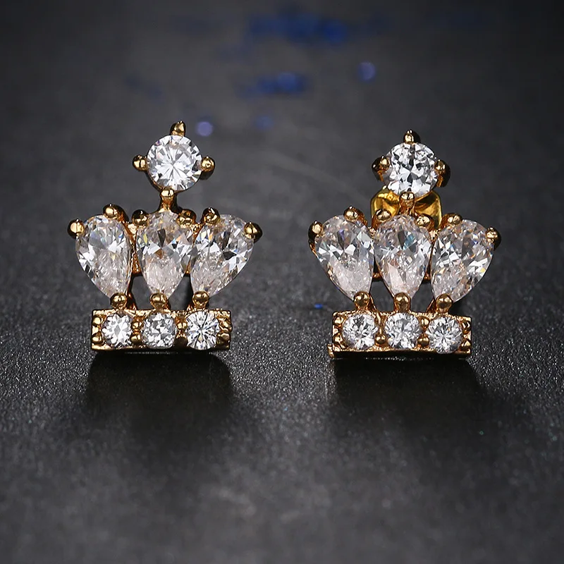 Высококачественные серьги-гвоздики в форме короны