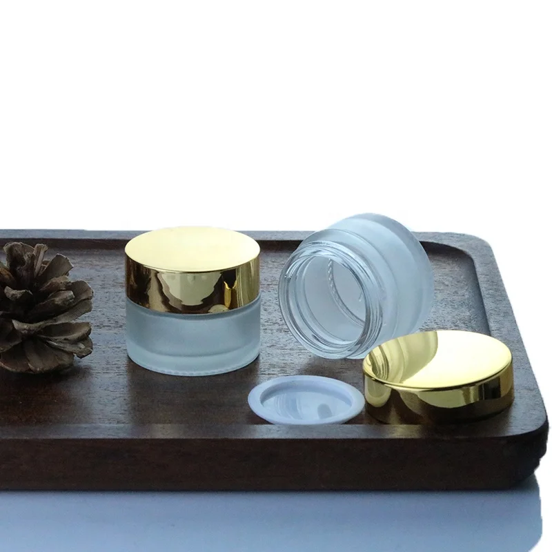 Роскошные 15g 0 5 oz стеклянную банку косметической упаковки 15 мл Золотая крышка с круглым дном матовый стеклянный крем для глаз