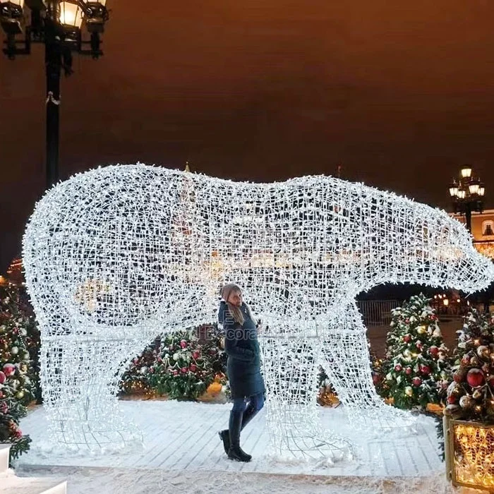 3D в натуральную величину скульптура белого медведя ландшафтный свет уличные рождественские огни садовый парк торговый центр украшение