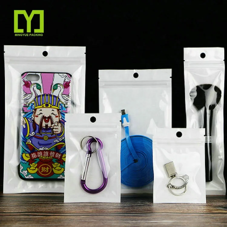 High Quality Laminated Mobile Phone Accessories Bag Ziplock Phone Case Packaging Hole Free Shipping Gifts Food Candies Made PET