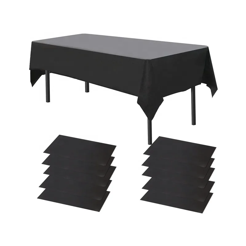 Disposable Tablecloths Birthday Party Plastic Fitted Table Cover Handmade Carton Packing Square Modern Solid Plain Dyed PEVA