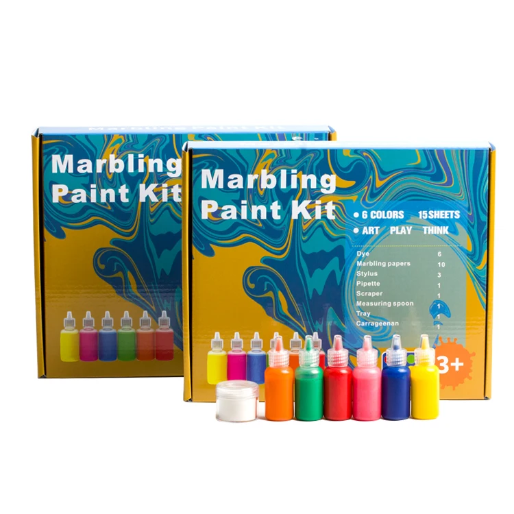 Popular 48-color water marbling paint kit floating water painting set children marbling paint