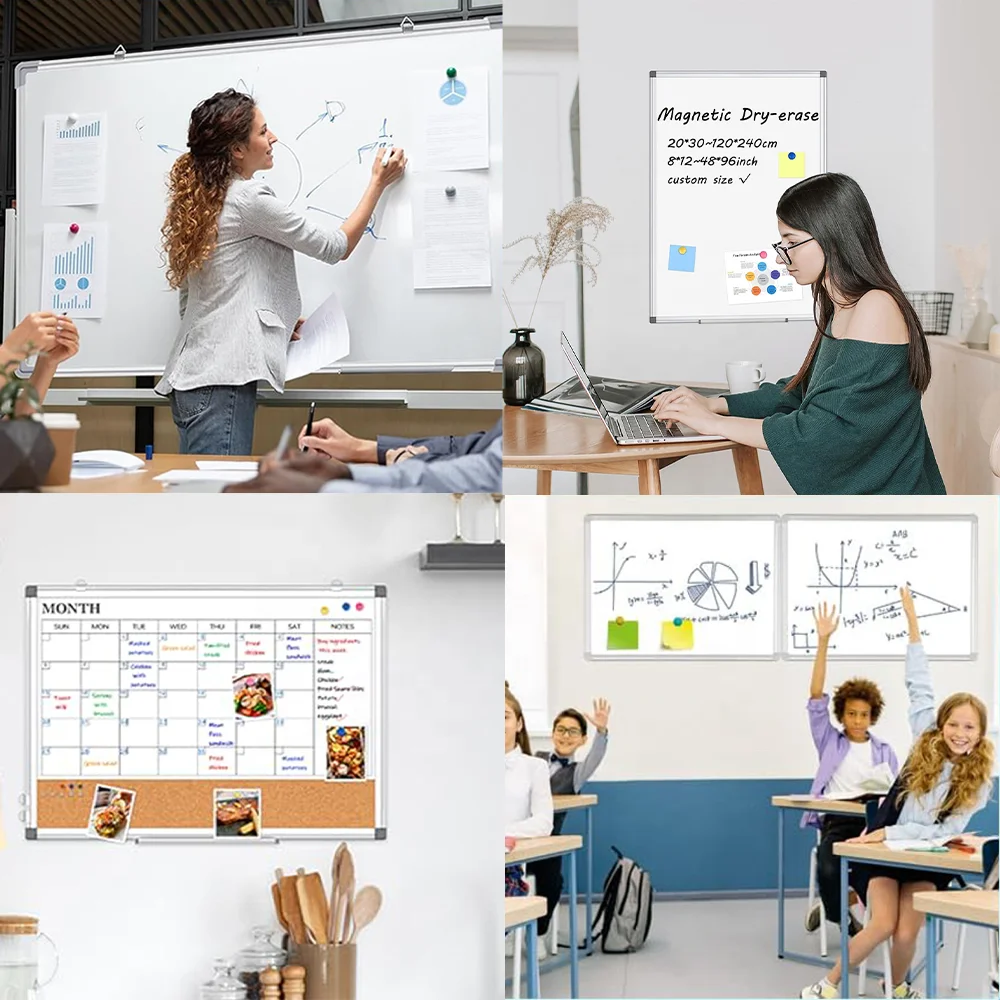 Aluminum Frame Mobile Whiteboard Scholl with 360° Rotated 4 Wheels Custom Dry Easel Marker Magnetic Write White Board with Stand