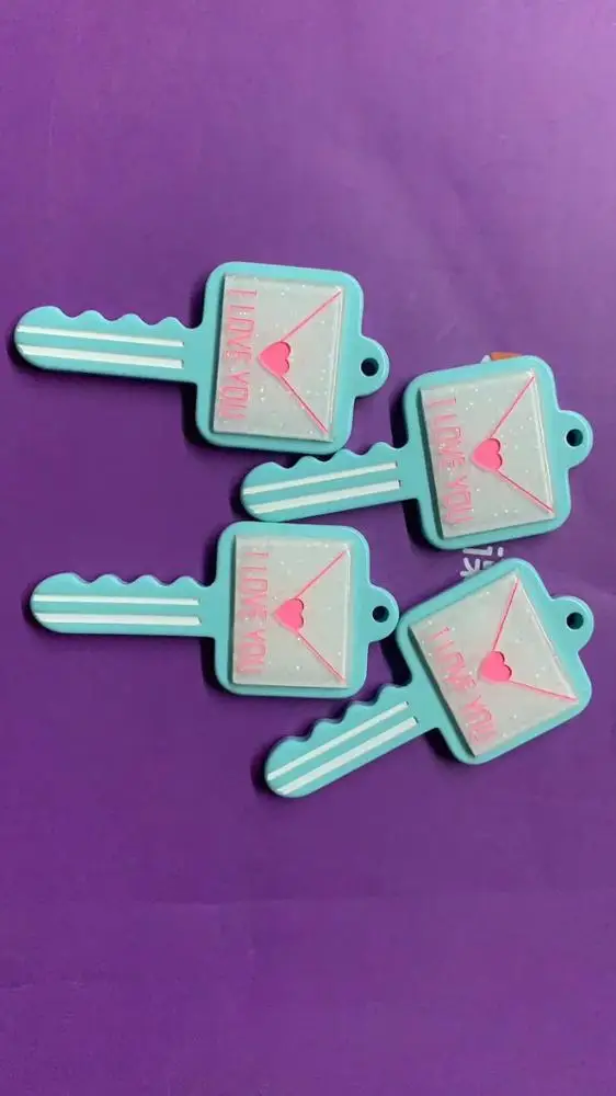 
100pcs New Resin Key Shaped Love Heart Letter Flatbacks Heart Key Pendants Jewelry Keychain Earring Slime Charms 