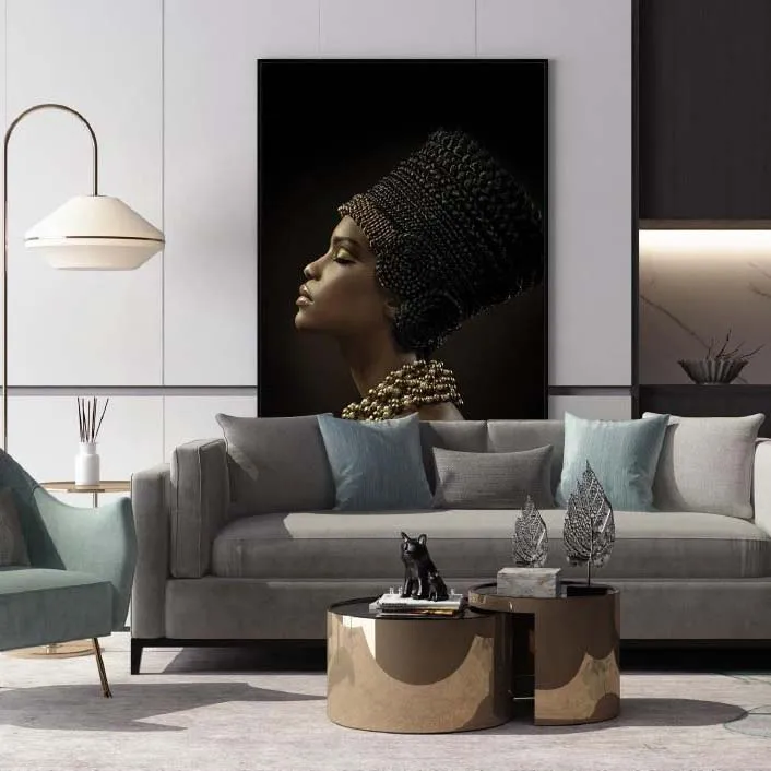 Wholesale Sexy Nude Art Black Woman Painting Hanging Artwork 100% Hand Painted Figure Portrait Wall Art Picture for Living Room