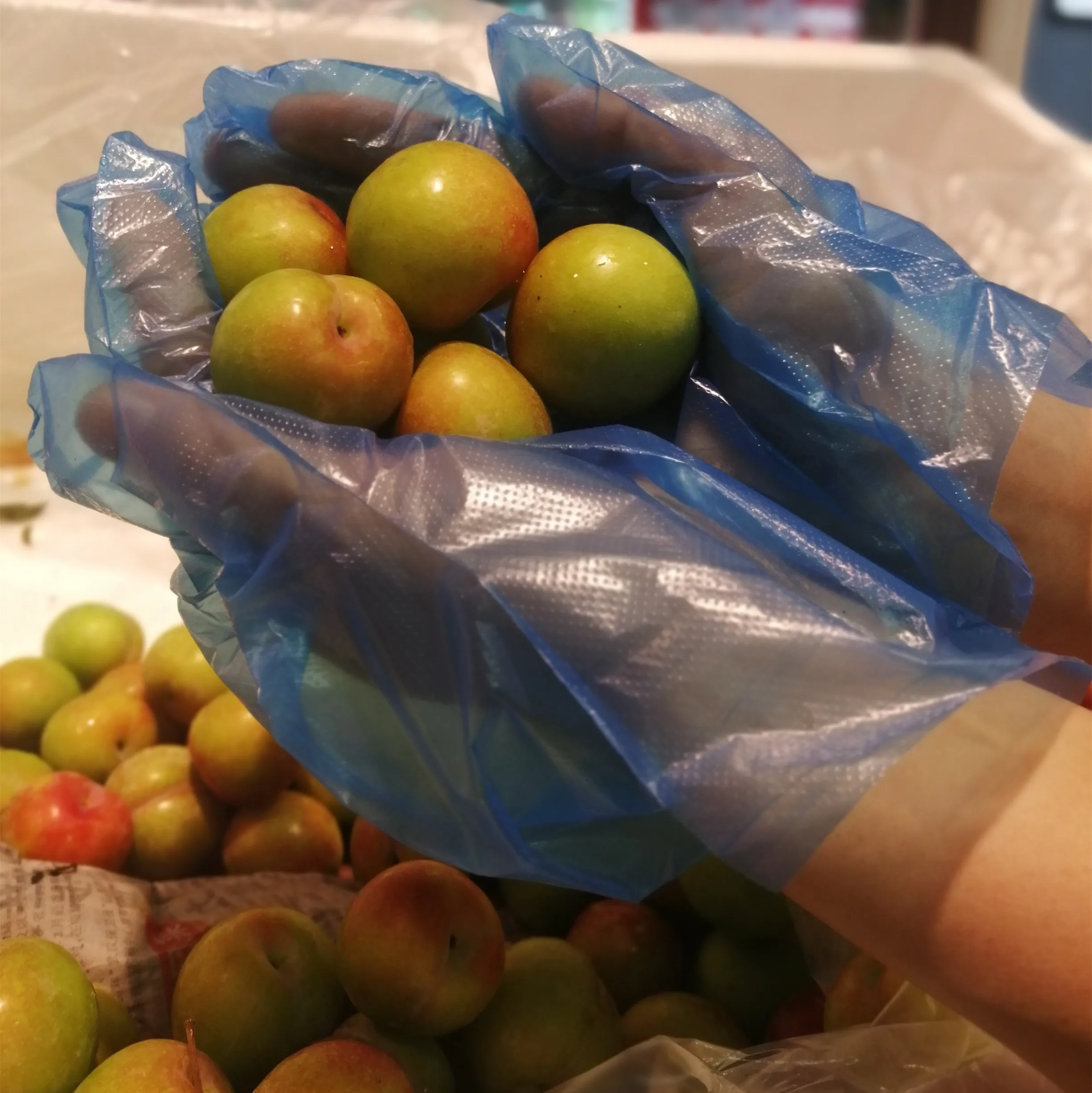 Powder Free Hybrid Food Safe TPE Blue Stretch Gloves Medium (Box of 100)