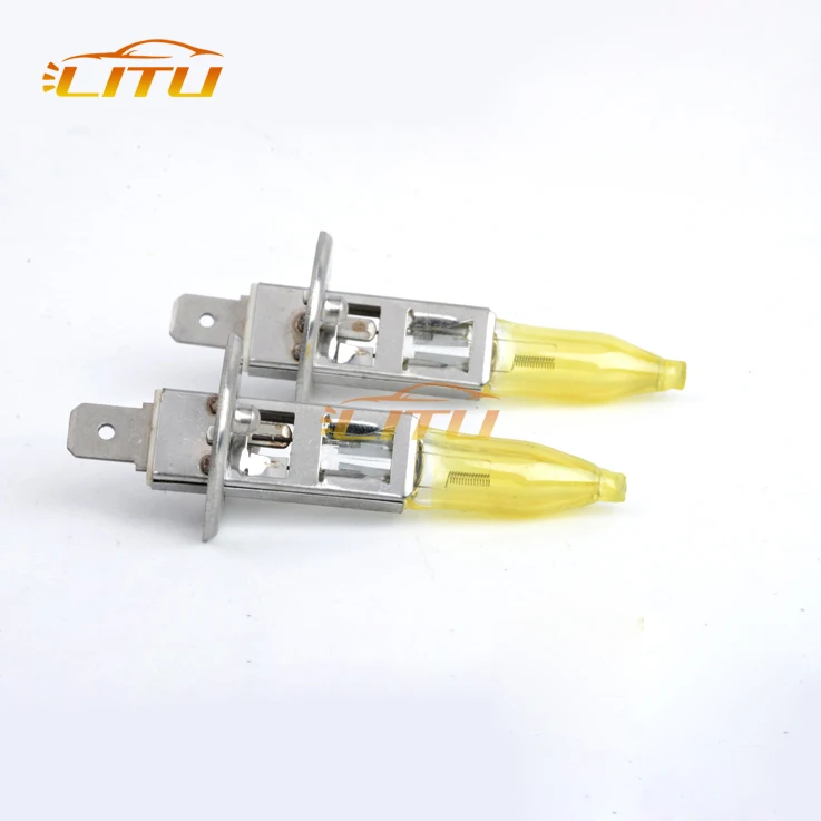 Manufacturer H1 12v 55w 100w yellow fog driving car lamp headlight auto auxiliary halogen light bulb