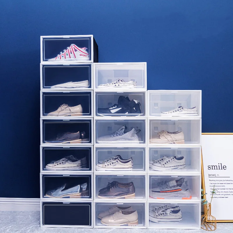 Magnetic Acrylic Clear Shoe Box Modern Foldable PET Sneaker Storage Container Functional Transparent Plastic Shoe Organizer
