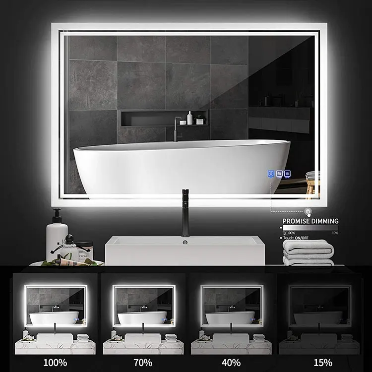 OEM/ODM Lighted Bath Mirrors Toilet Wall Dimming Defogger Rectangle Bathroom Led Mirror WITH LIGHT