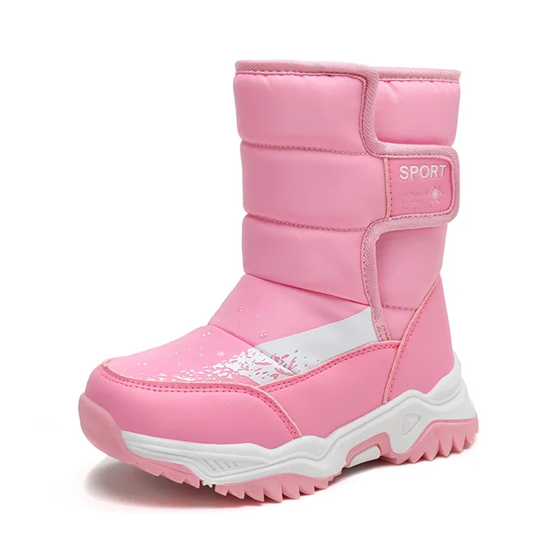 Boys Girls Winter Boots Waterproof Lightweight Kid Snow Boots with Fur Outdoor
