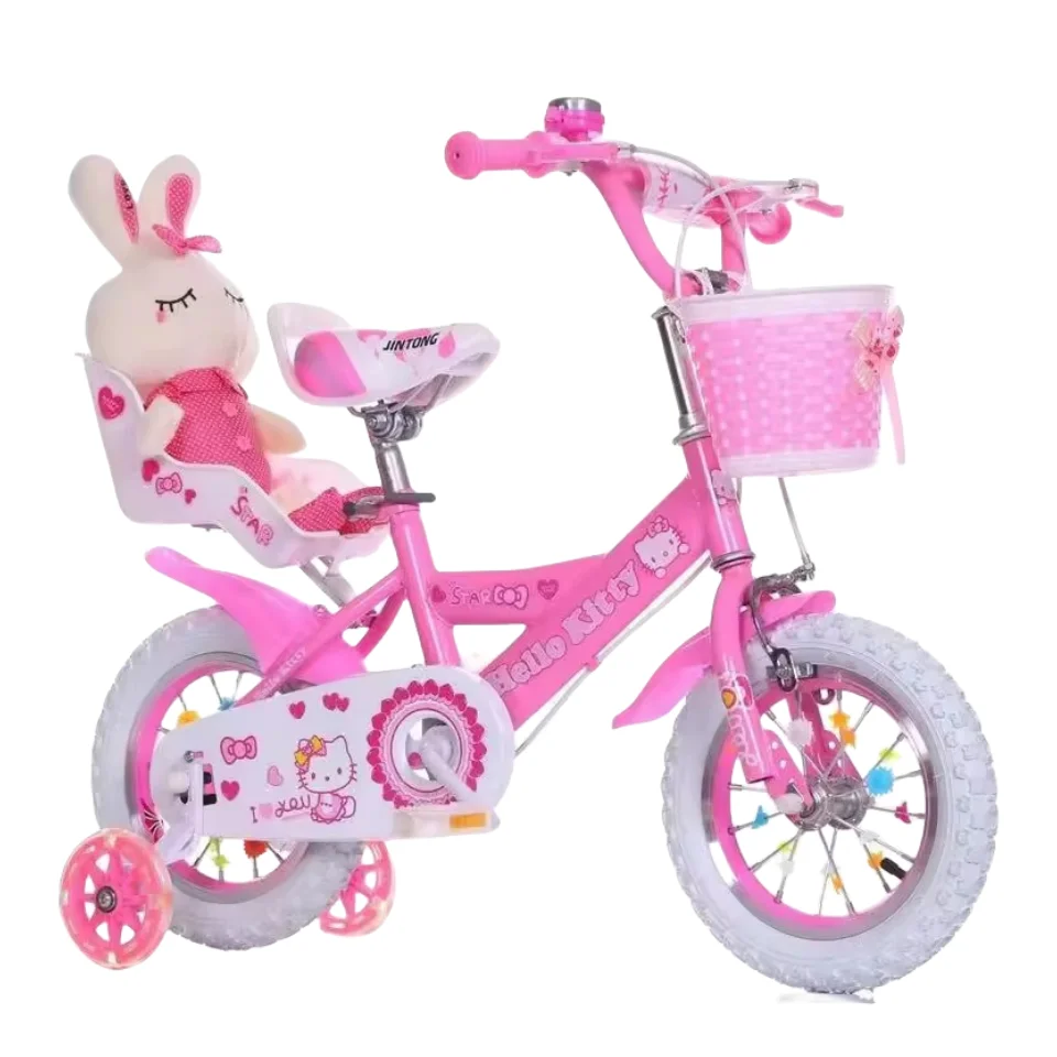 China Factory 2-10 Year Training Wheels Doll Seat Girls Kids Bike With Basket Children Bicycle