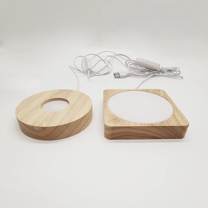 Wooden 3D Night Light Round Base Holder LED Display Stand for Crystals Glass Ball Illumination Lighting Accessories