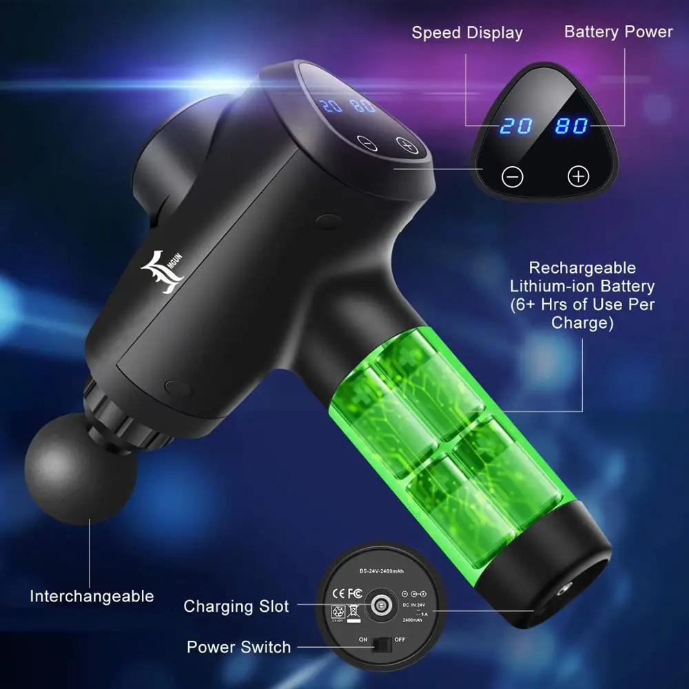 2020 24V Cordless Deep Percussion Vibration Body Massage Device Muscle Massage Gun For Fitness