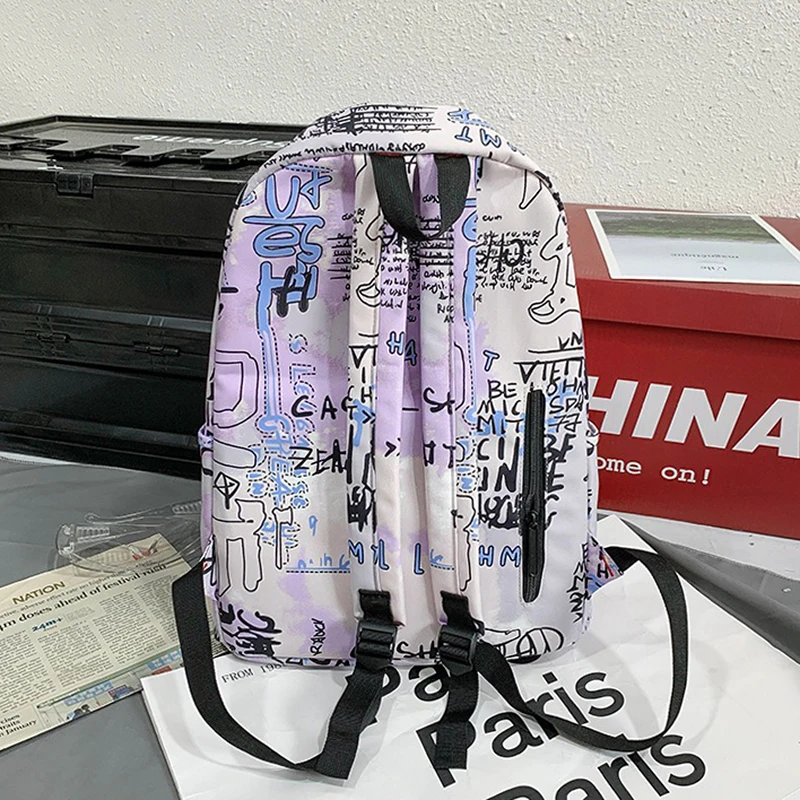 Top Selling Products Classic Large Capacity Nylon Backpack Printing Student Bag Zipper Schoolbag