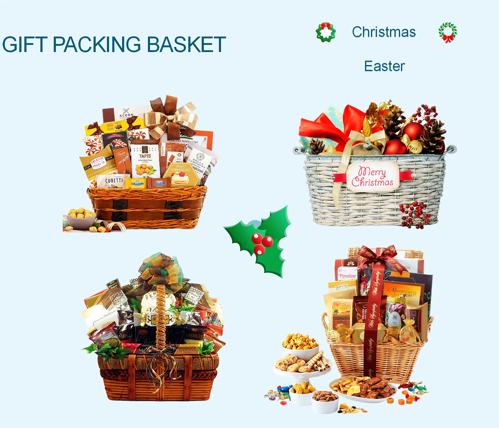 
New High Quality Picnic Hamper Basket Gift Wicker With Handles 