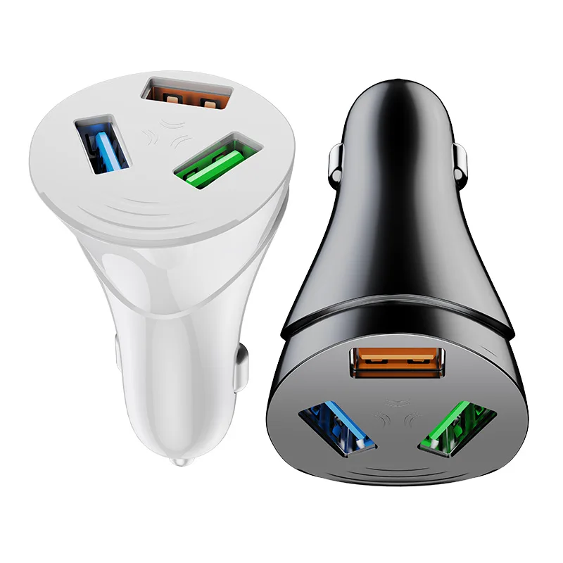 2021 new high-quality hot-selling Waltz car charger 3 USB QC3.0 35W car charger for Apple, Samsung, Huawei, LG, HTC, Xiaomi
