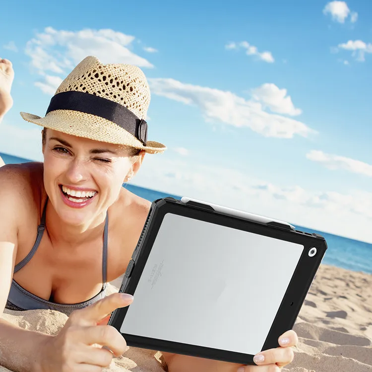 
IP68 waterproof shockproof tpu pc transparent tablet case stand smart case cover for iPad 10.2 