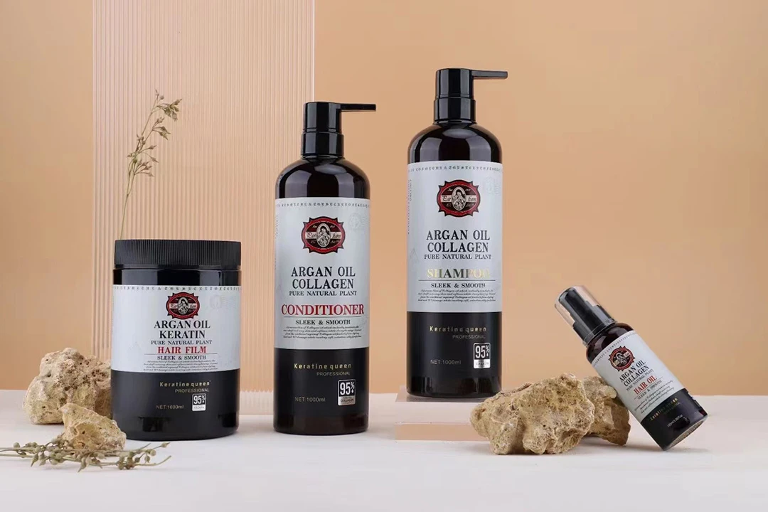 Private Label Natural Organic Keratin Argan Oil Shampoo And Conditioner Sulfate Free Smooth Supple Glossy Hair Care Set