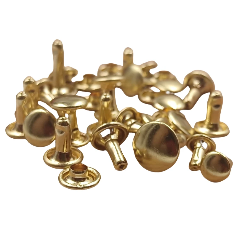 Global Best Seller Multiple Styles Single Double Copper Color Brass Hollow Rivets Custom Brass Rivets Copper Rivets For Leather