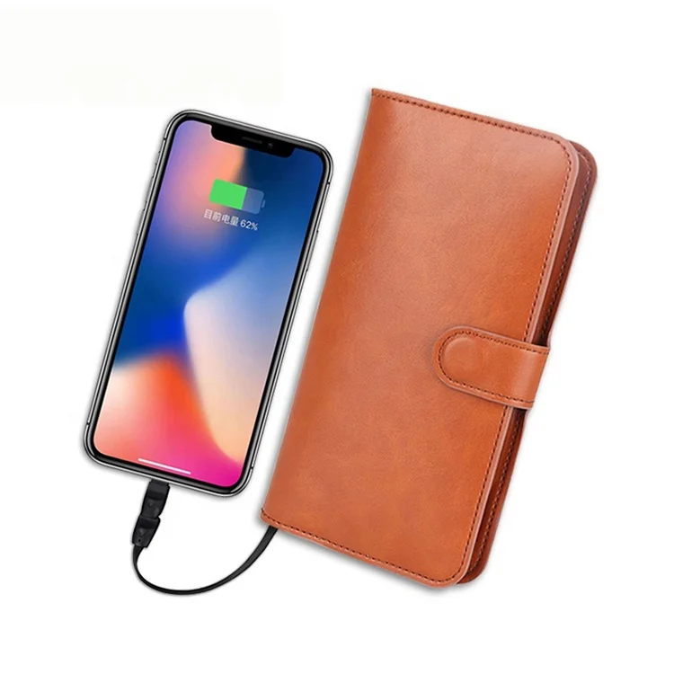 2019 высококачественный кошелек портативное зарядное устройство из искусственной кожи с беспроводным зарядным устройством Usb C для подарка портативное зарядное устройство 5000/6000 мАч