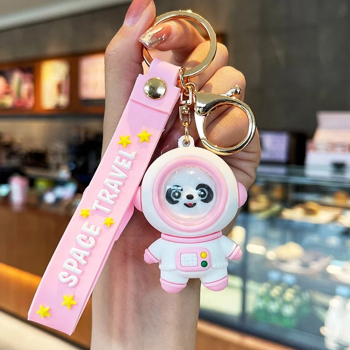 Cute Soft Rubber Mini Cartoon Keyring Lanyard Car Accessories Bag Pendant Key Chain PVC 3D Astronaut Keychain