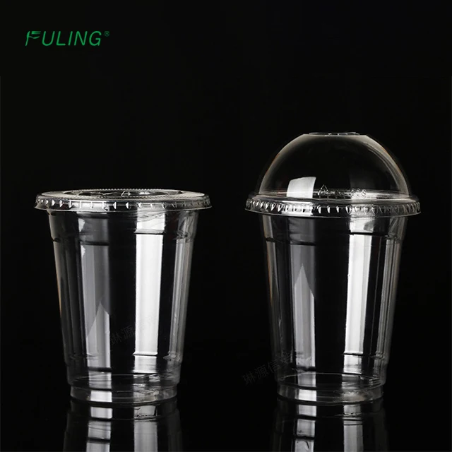 FULING PET Disposable Coffee Cups Plastic Cups with Lid