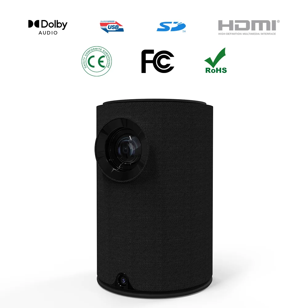 200 Ansi Lumens USB  Native Full HD 720P Auto Focusing 4d Keystone Android 9 Portable 30000 hours LED Projector